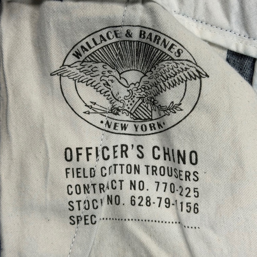 Wallace & Barnes Officer Chino Pants Mens 36/32 (Fits 36/30) Blue Button Fly - Picture 7 of 12